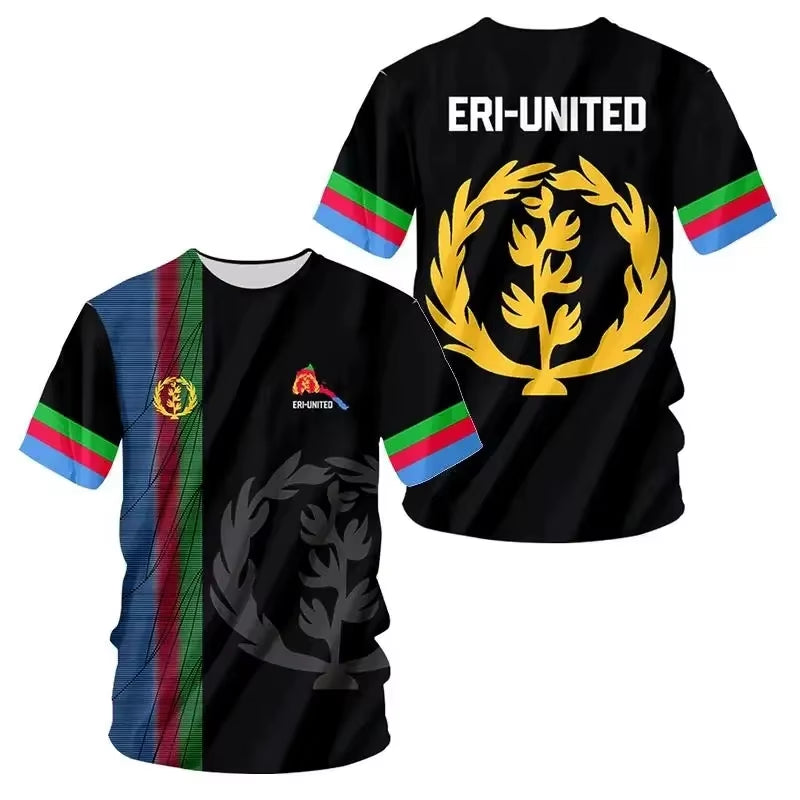 Africa Country Eritrea Flag 3D Print Lion Colorful Retro 3Dprint Menwomen Summer Casual Funny Short Sleeves T-Shirts Kid Tee Top