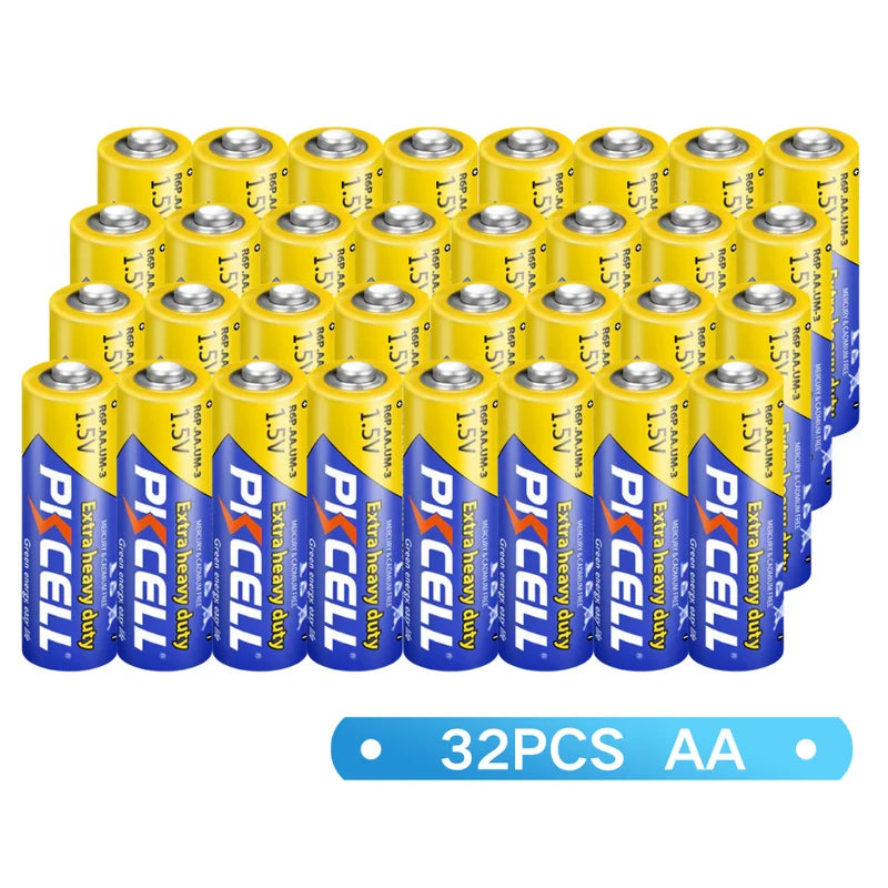 32-Count AA Batteries, Heavy Duty Carbon Zinc Battery, 10-Year Shelf Life