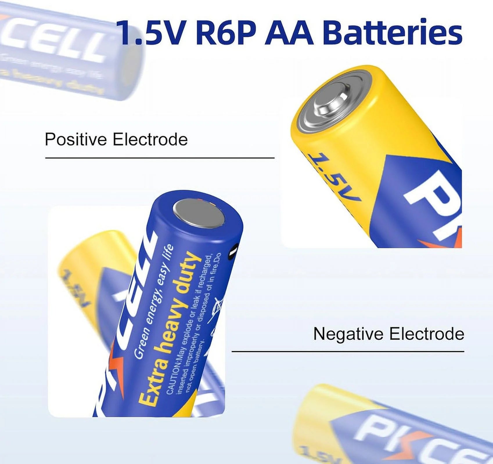 32-Count AA Batteries, Heavy Duty Carbon Zinc Battery, 10-Year Shelf Life