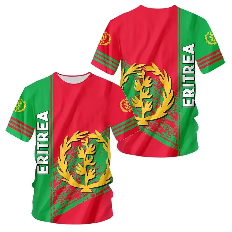 Africa Country Eritrea Flag 3D Print Lion Colorful Retro 3Dprint Menwomen Summer Casual Funny Short Sleeves T-Shirts Kid Tee Top