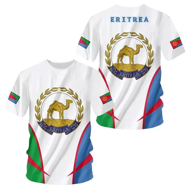 Africa Country Eritrea Flag 3D Print Lion Colorful Retro 3Dprint Menwomen Summer Casual Funny Short Sleeves T-Shirts Kid Tee Top