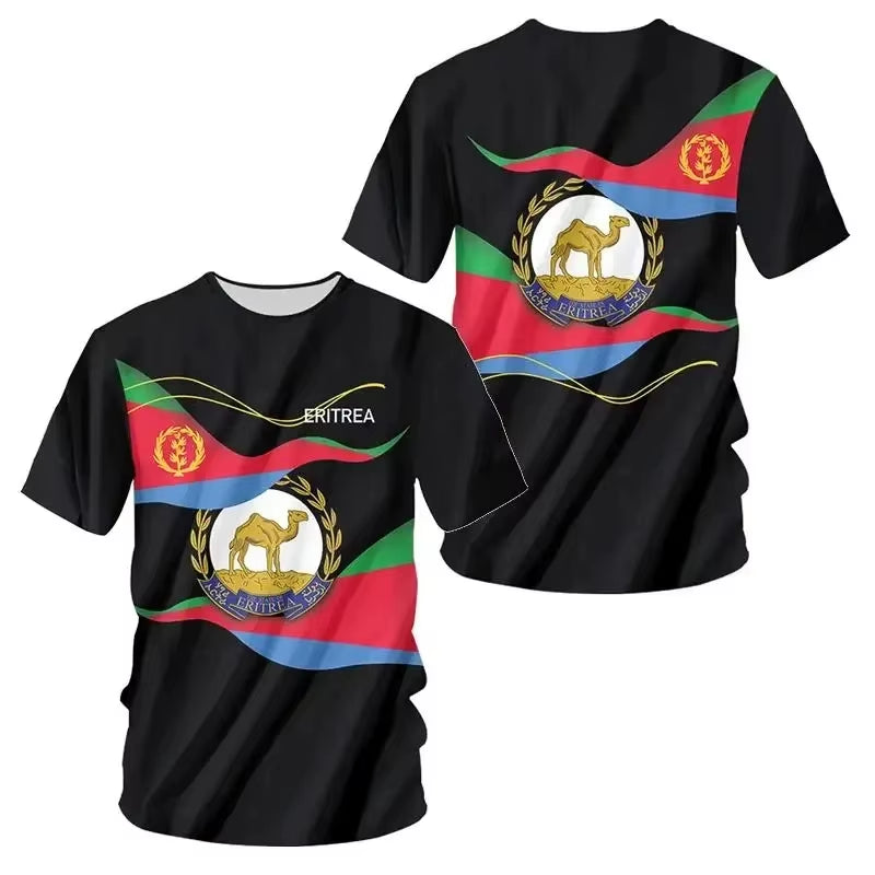 Africa Country Eritrea Flag 3D Print Lion Colorful Retro 3Dprint Menwomen Summer Casual Funny Short Sleeves T-Shirts Kid Tee Top