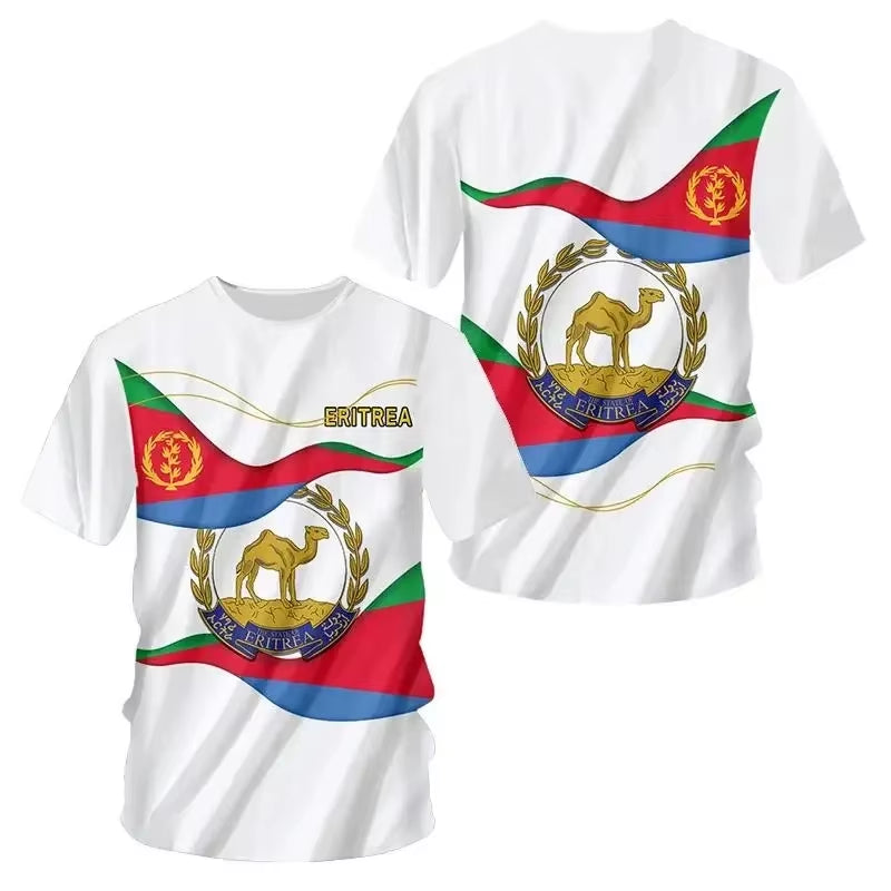 Africa Country Eritrea Flag 3D Print Lion Colorful Retro 3Dprint Menwomen Summer Casual Funny Short Sleeves T-Shirts Kid Tee Top