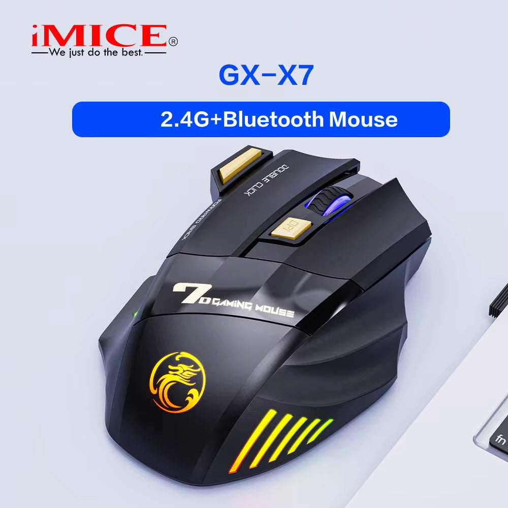 Rechargeable Computer Mice Wirless Gaming Wireless Bluetooth Silent 3200 DPI Ergonomic USB Mause with Backligh